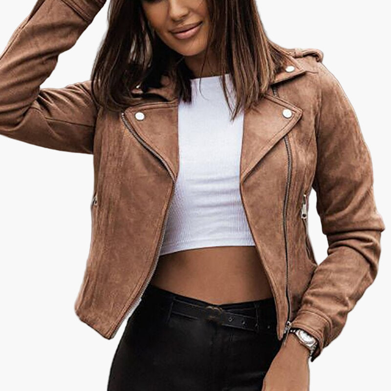 Veste en cuir courte élégante et tendance