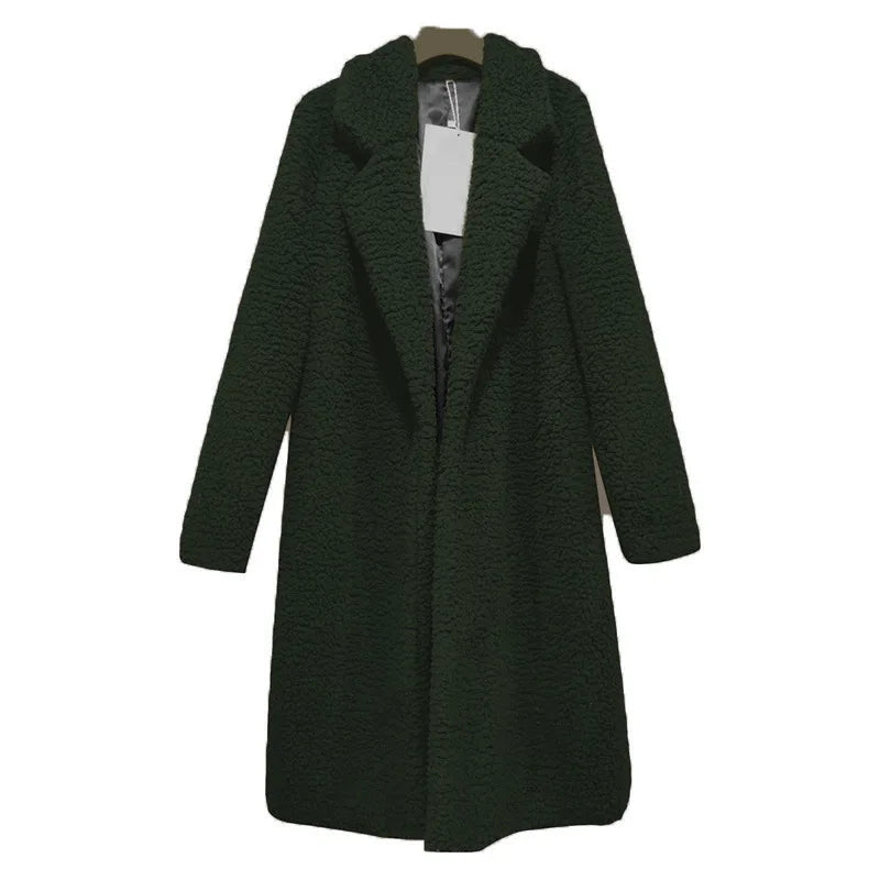 Manteau d'hiver en peluche à capuche long pour femme