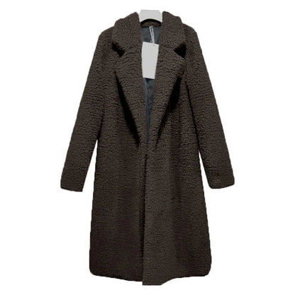 Manteau d'hiver en peluche à capuche long pour femme