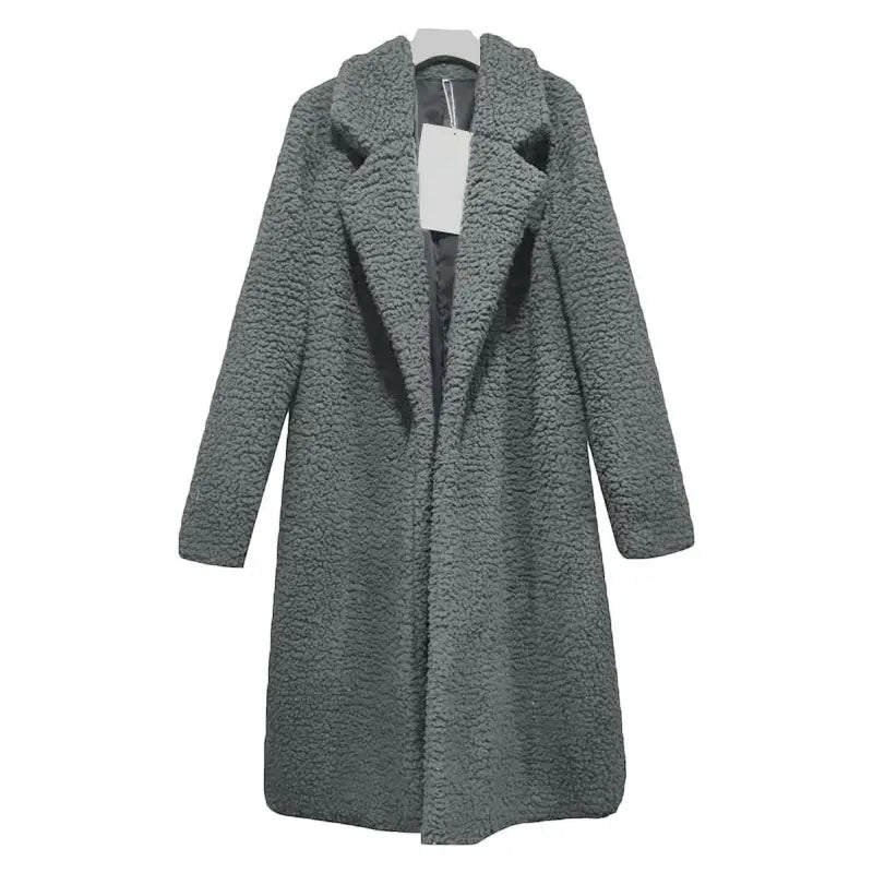 Manteau d'hiver en peluche à capuche long pour femme