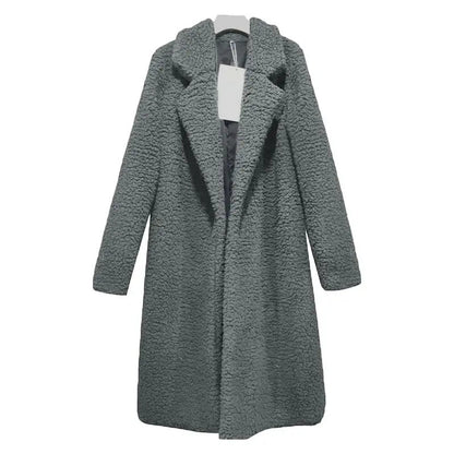 Manteau d'hiver en peluche à capuche long pour femme