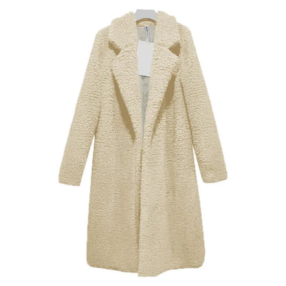 Manteau d'hiver en peluche à capuche long pour femme