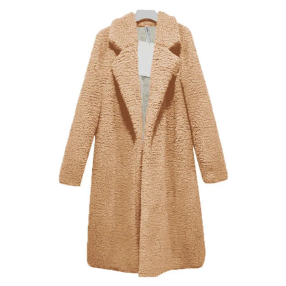 Manteau d'hiver en peluche à capuche long pour femme