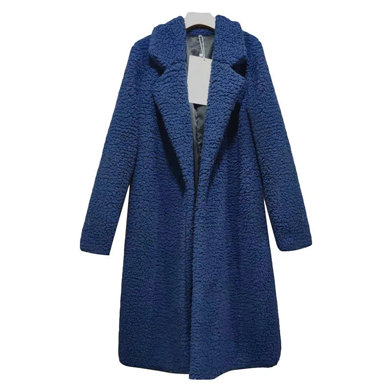 Manteau d'hiver en peluche à capuche long pour femme