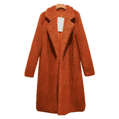 Manteau d'hiver en peluche à capuche long pour femme