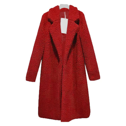 Manteau d'hiver en peluche à capuche long pour femme