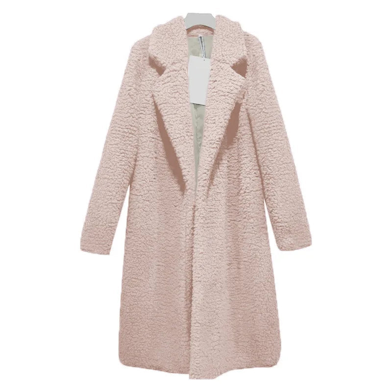 Manteau d'hiver en peluche à capuche long pour femme