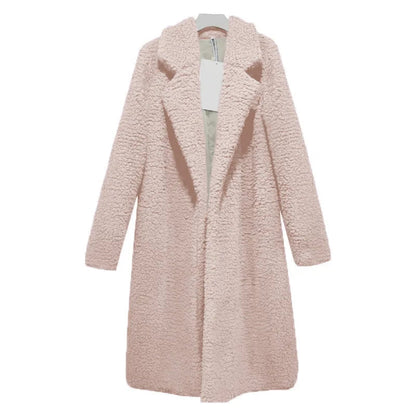 Manteau d'hiver en peluche à capuche long pour femme