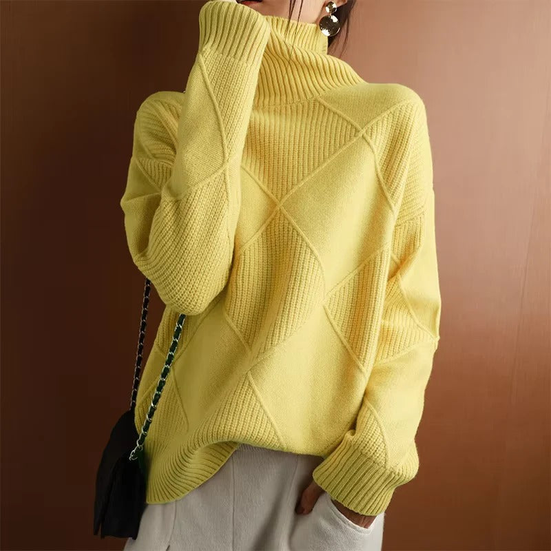 Pull en cachemire doux Col roulé Écharpe femme
