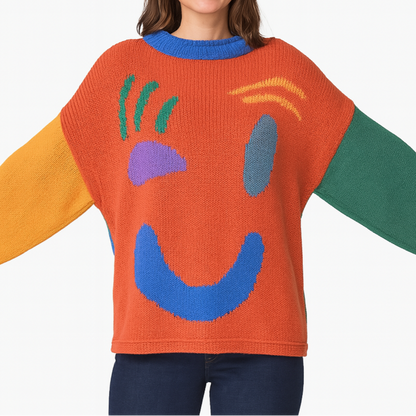 Pull tricoté artistique Confortable Abstrait
