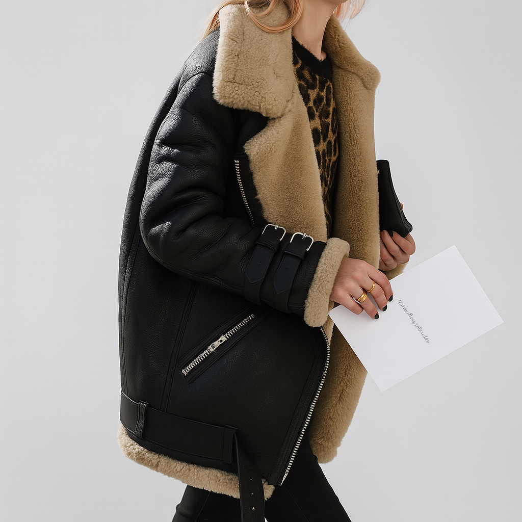 Aviator-Mantel Elegant Leder - IdealeKleiden