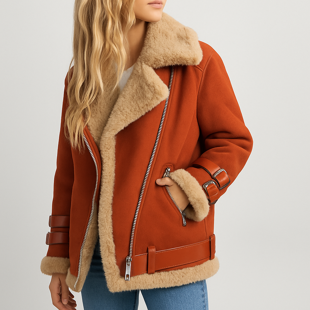 Blouson en cuir femme style aviateur