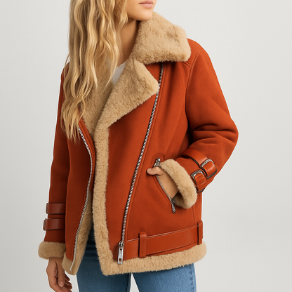 Blouson en cuir femme style aviateur