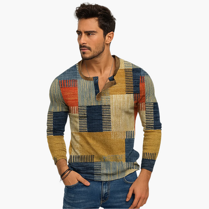 Pull en maille pour homme, design patchwork moderne