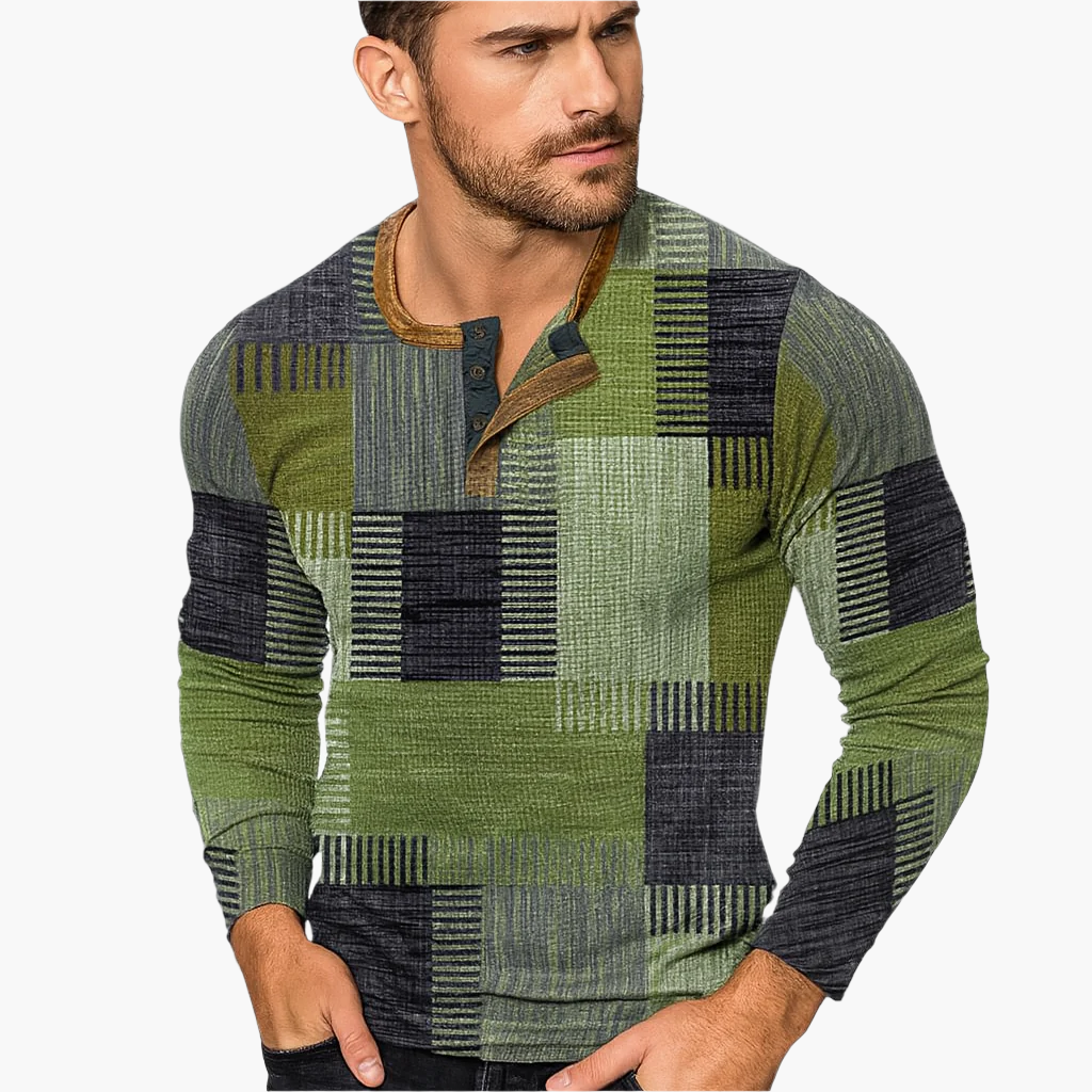 Pull en maille pour homme, design patchwork moderne