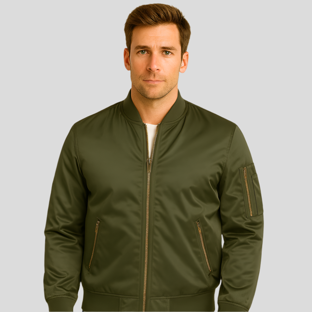 Blouson aviateur homme avec fermeture éclair métallique moderne