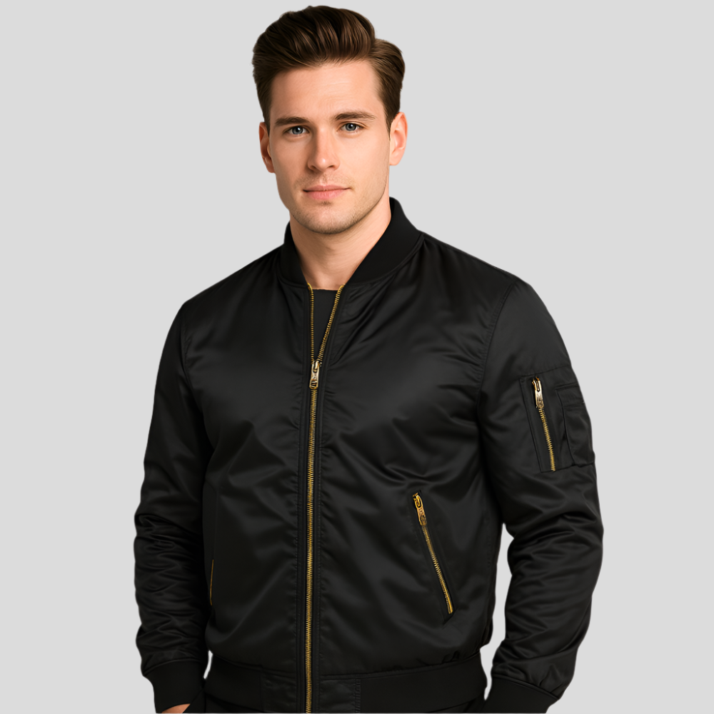 Männer Bomberjacke Metallverschluss Modern - IdealeKleiden