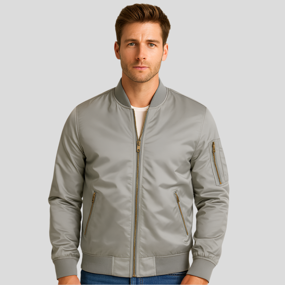 Blouson aviateur homme avec fermeture éclair métallique moderne