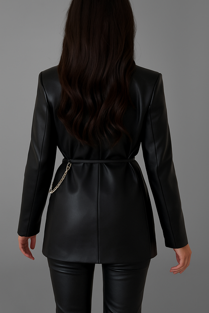 Stylischer Damen Lederblazer Elegant - IdealeKleiden