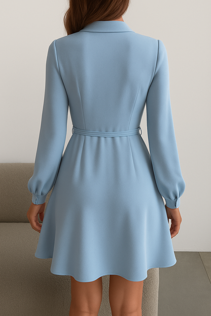 Elegantes Damenkleid Langärmlig Wickelstil - IdealeKleiden