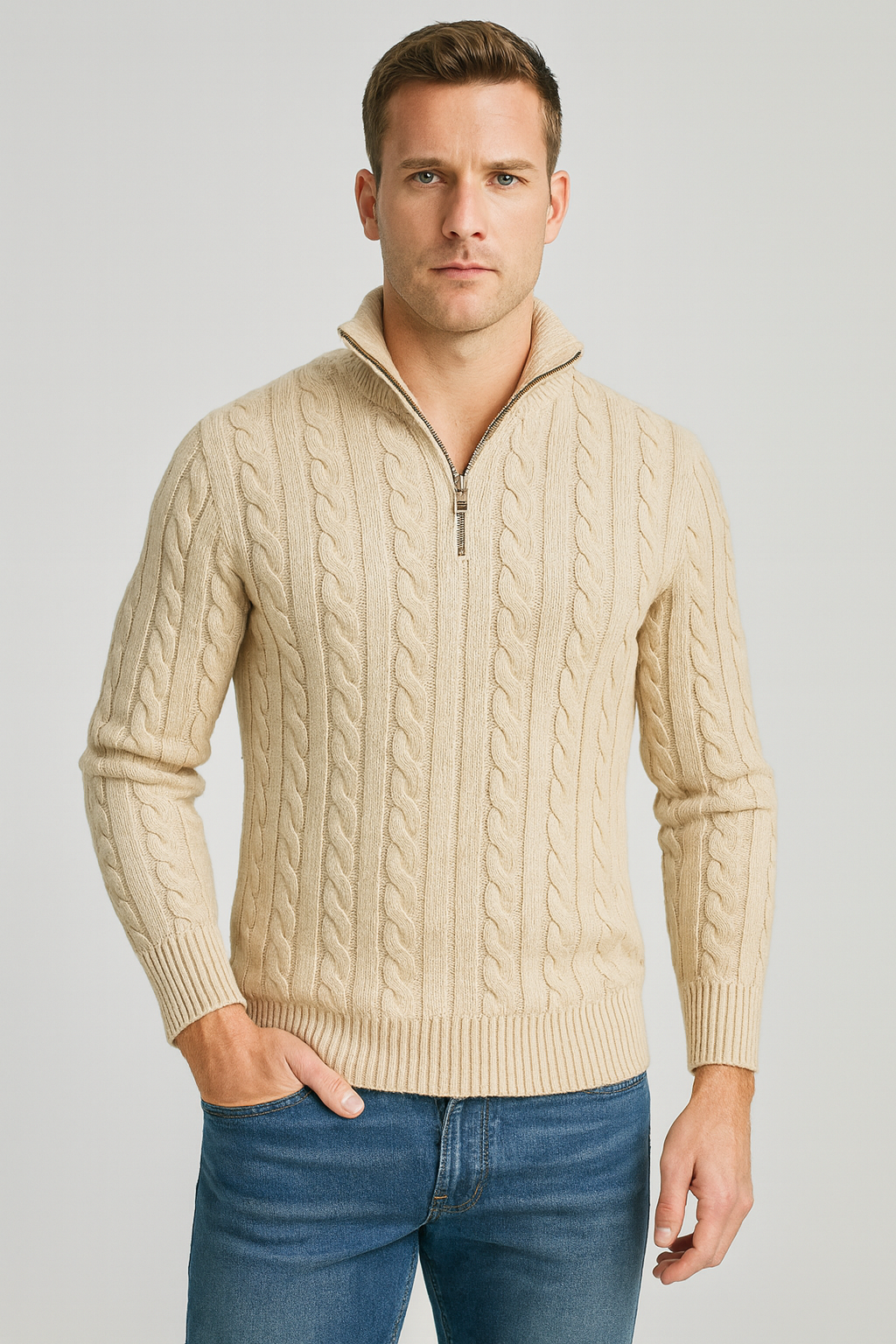 Pull-over homme col montant style moderne