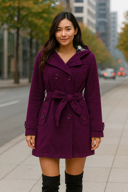 Manteau d'hiver pour femme avec capuche et ceinture, moderne