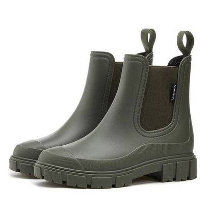 Bottes de pluie imperméables pour femmes, type bottine, avec semelle antidérapante