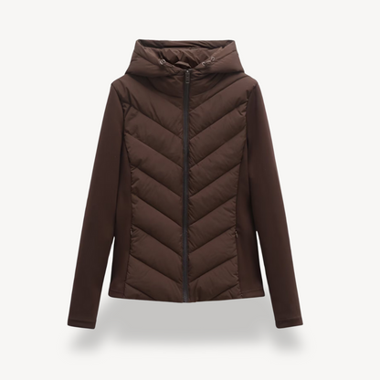 Veste d'hiver femme matelassée à chevrons avec capuche