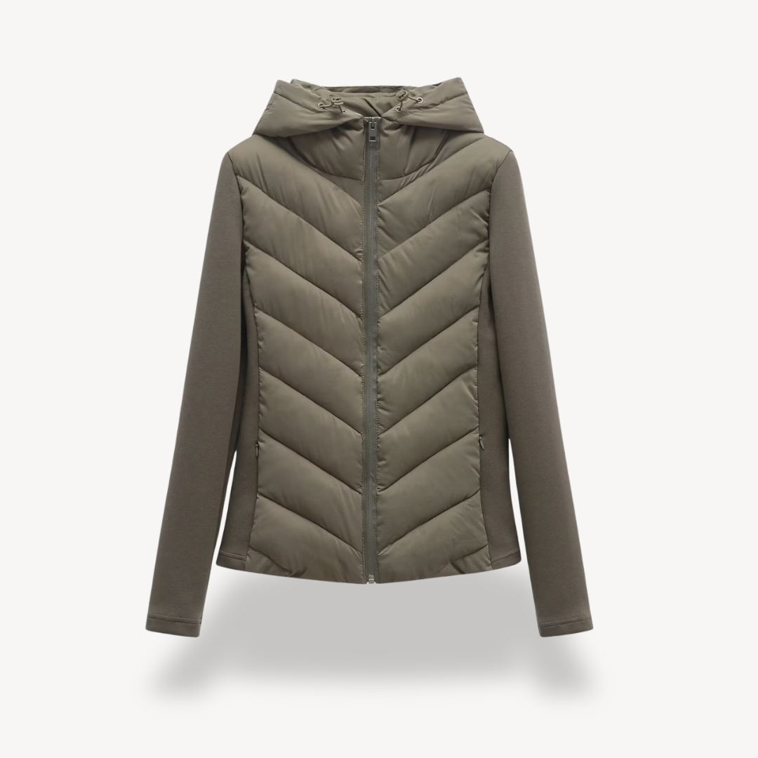 Veste d'hiver femme matelassée à chevrons avec capuche