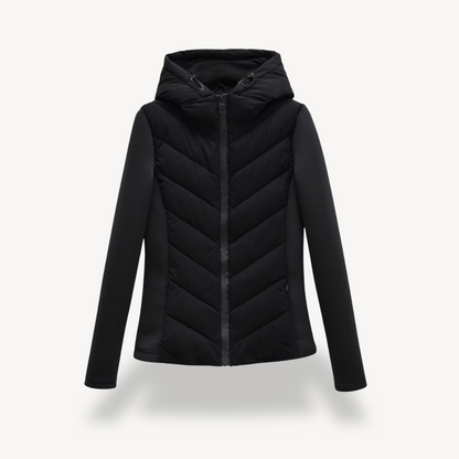Veste d'hiver femme matelassée à chevrons avec capuche
