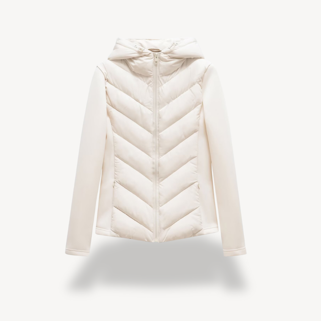 Veste d'hiver femme matelassée à chevrons avec capuche