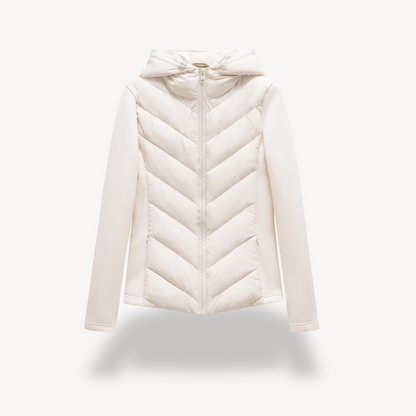 Veste d'hiver femme matelassée à chevrons avec capuche