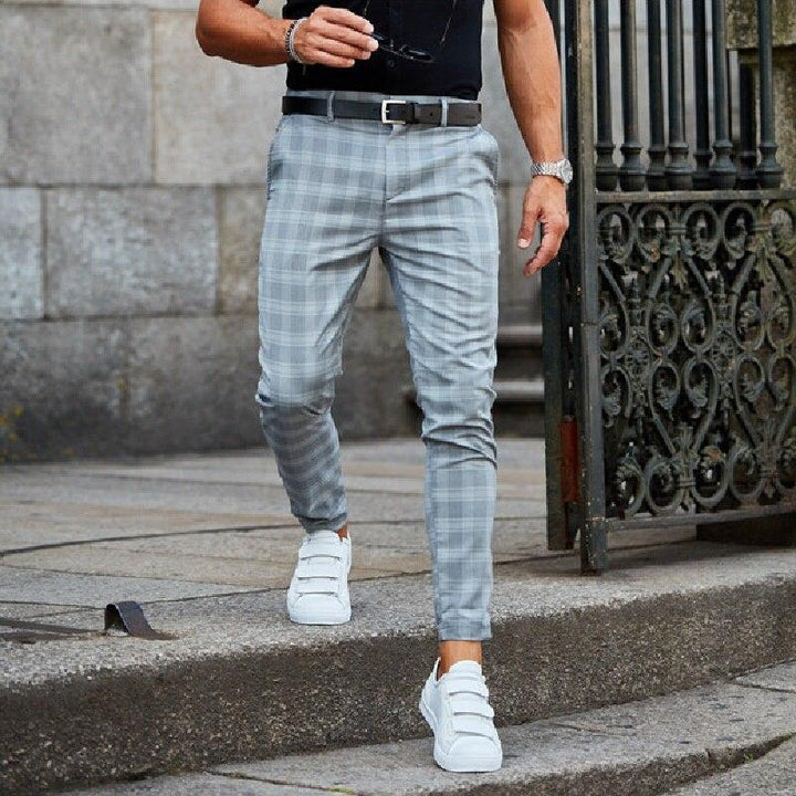 Pantalon chino homme Slim Fit extensible carreaux