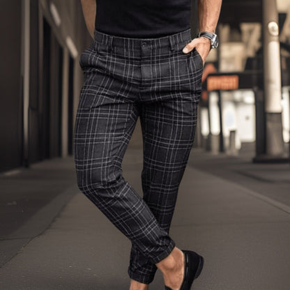 Pantalon chino à carreaux élastique stretch pour homme