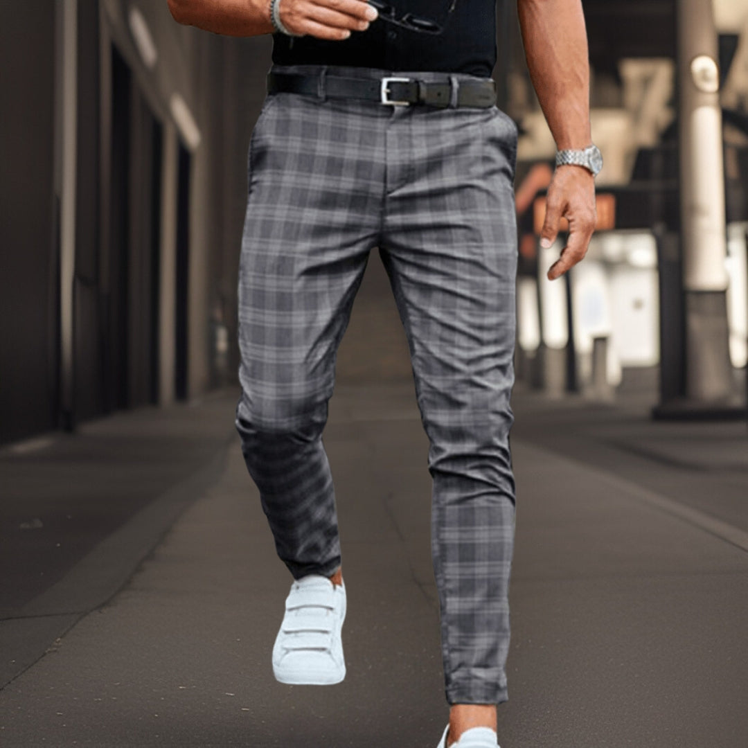 Pantalon chino à carreaux élastique stretch pour homme