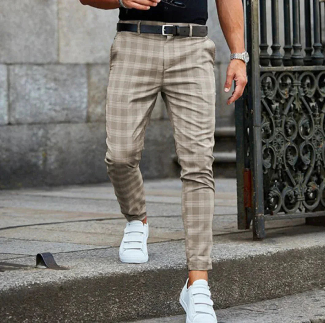 Chino slim extensible à carreaux pour hommes
