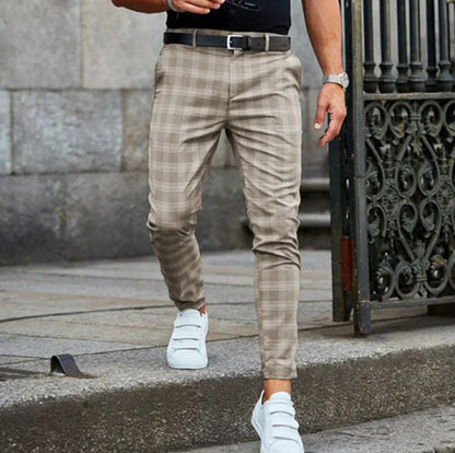 Chino slim extensible à carreaux pour hommes