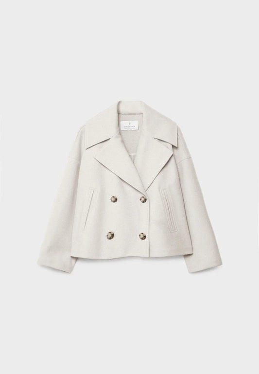 Damen Kurzmantel Elegant Doppelknopf Design - IdealeKleiden
