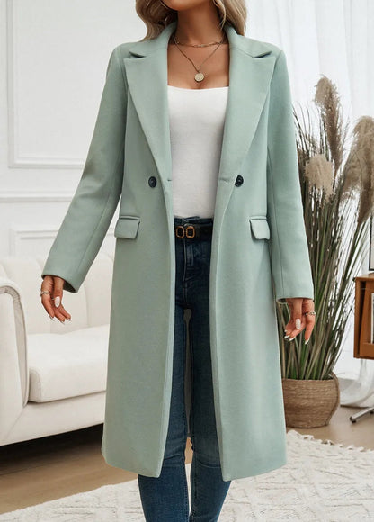 Trench-coat élégant pour femme, coupe longue, col à revers