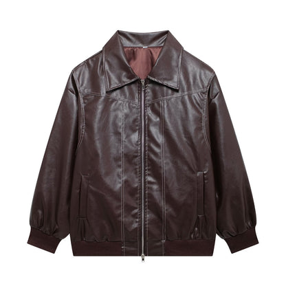 Manteau en cuir pour femmes grandes tailles, design moderne