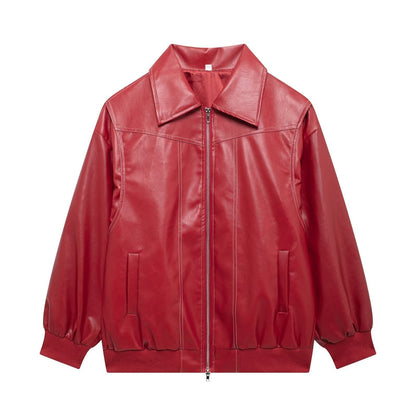 Manteau en cuir pour femmes grandes tailles, design moderne