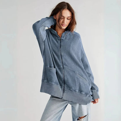 Sweat à capuche surdimensionné en maille gaufrée pour femme