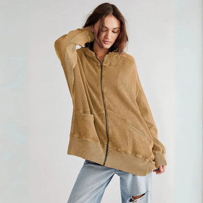 Sweat à capuche surdimensionné en maille gaufrée pour femme