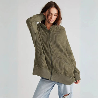 Sweat à capuche surdimensionné en maille gaufrée pour femme
