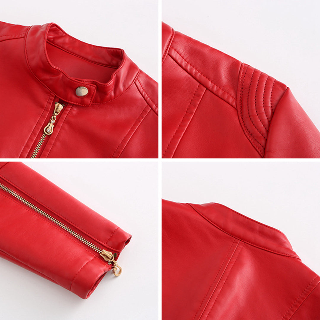Herbst Lederjacke Frauen Stilvoll - IdealeKleiden