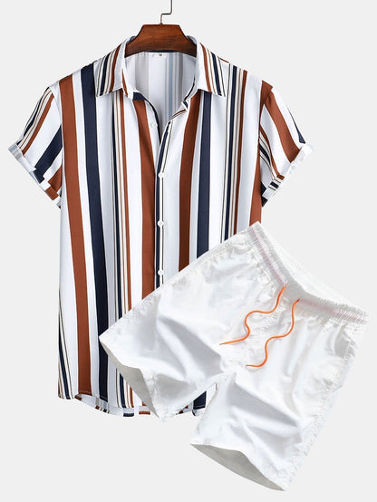 Ensemble d'été pour homme : Chemise rayée et short