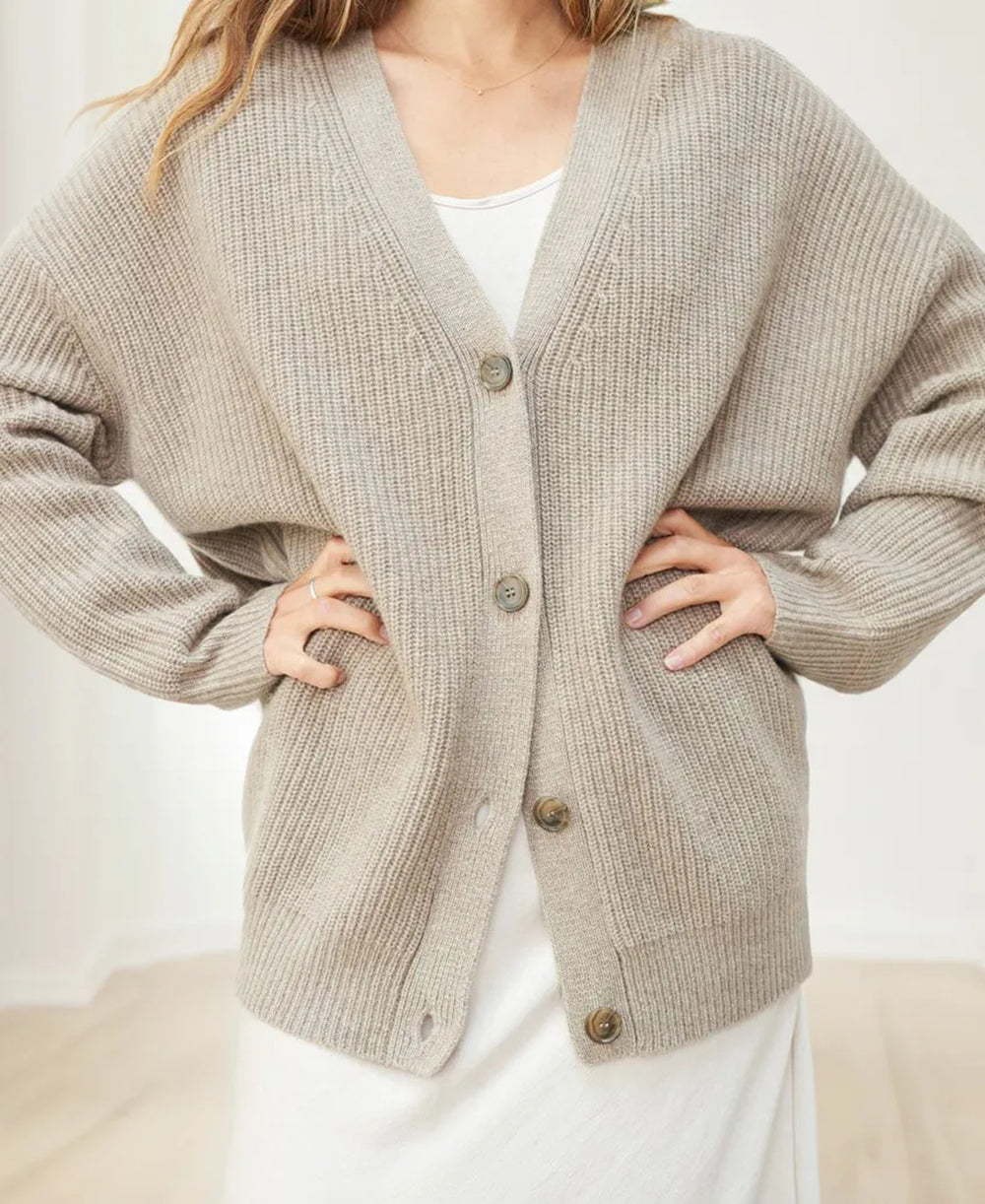 Cardigan en maille élégant pour femme Col en V Boutons