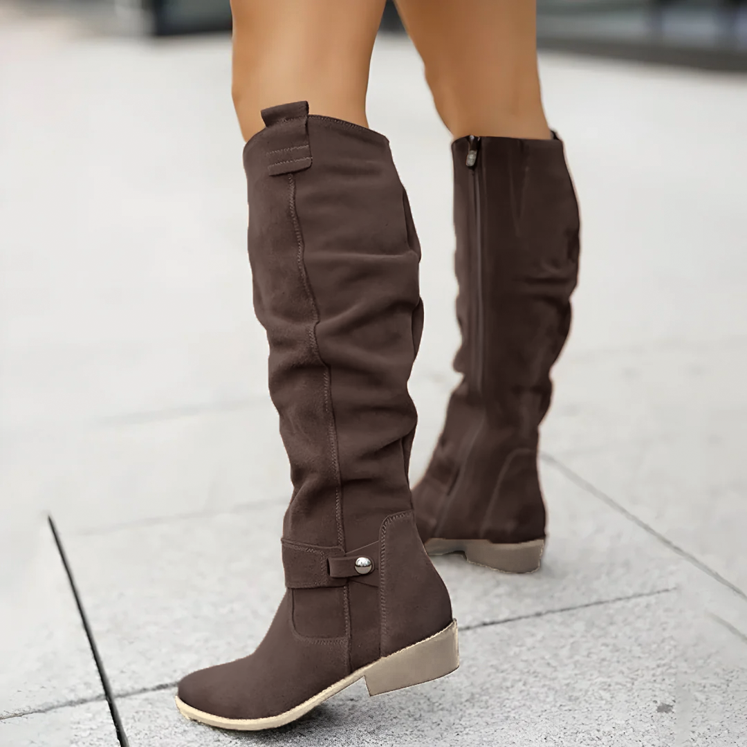 Bottes hautes stylées aspect daim