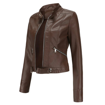 Blouson en cuir femme élégant Manteau en cuir