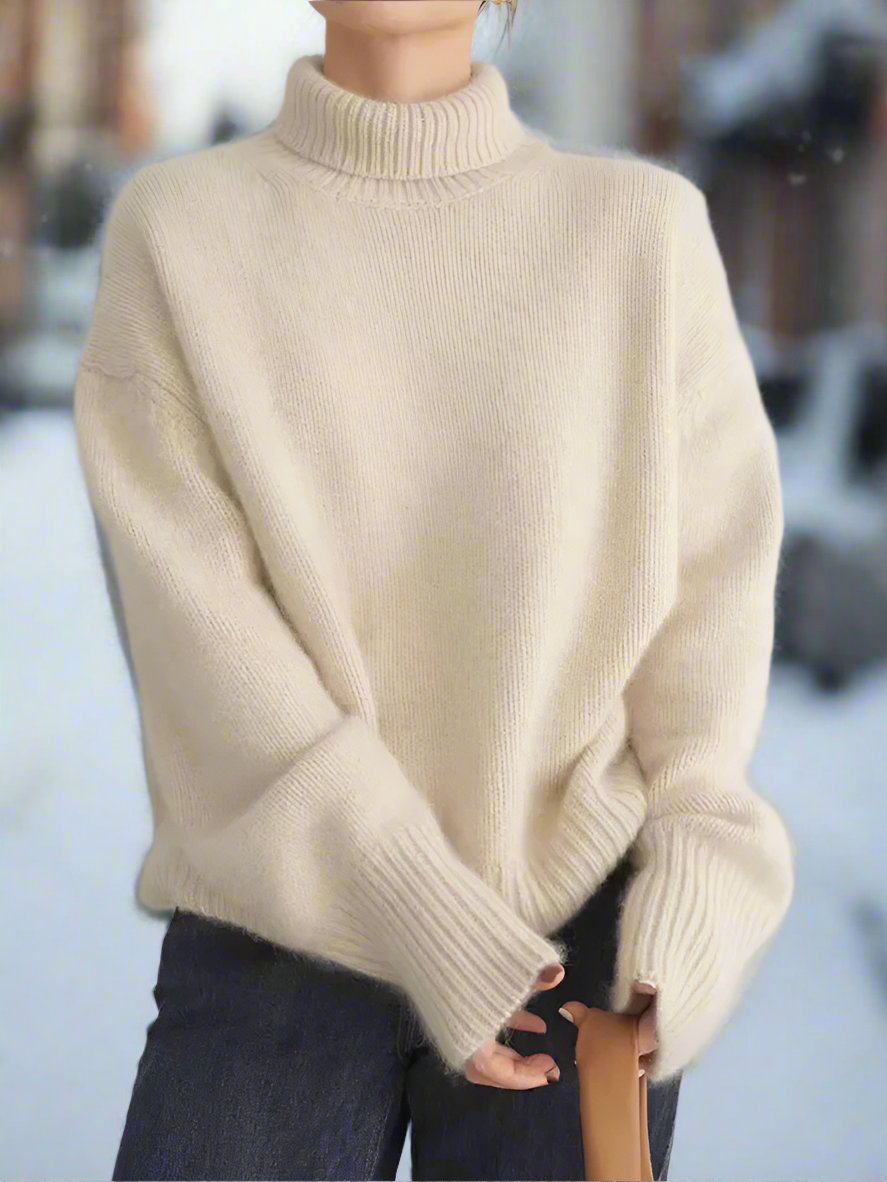 Pull col roulé ample et doux à manches longues